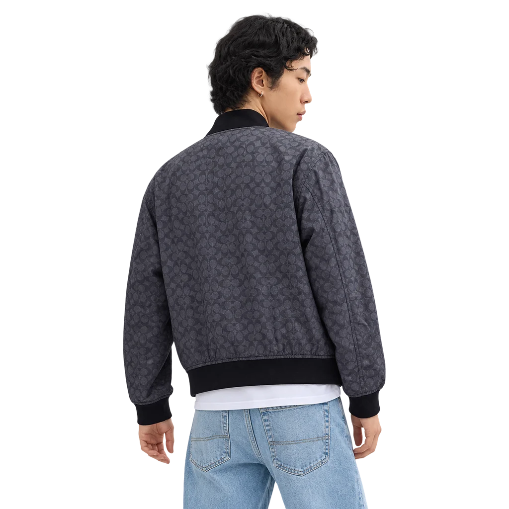 Men’s Reversible Signature Monogram Polyester Bomber Jacket