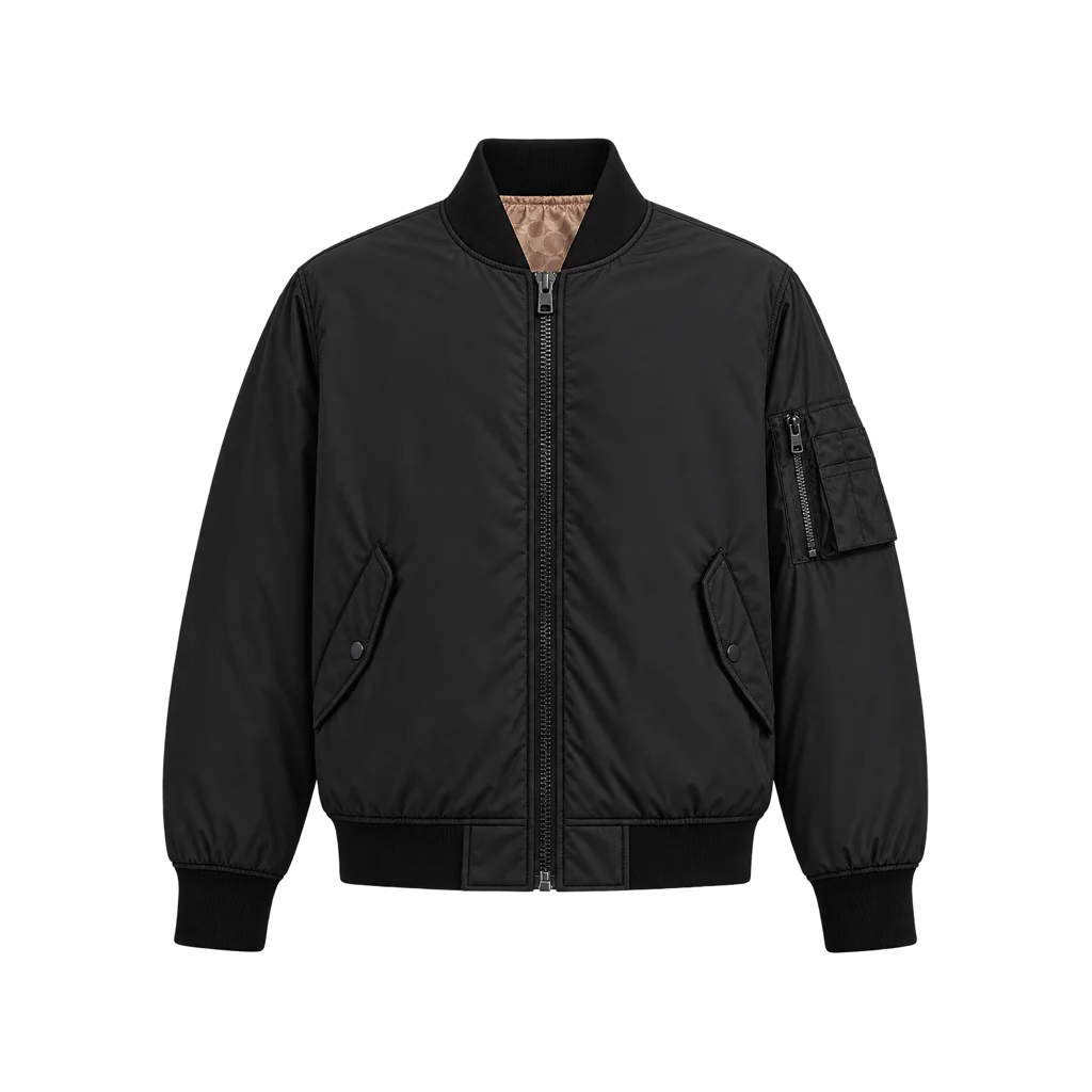 Men’s Reversible Signature Monogram Polyester Bomber Jacket