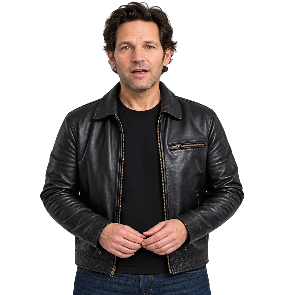 Rick Power Ballad Paul Rudd Black Leather Jacket