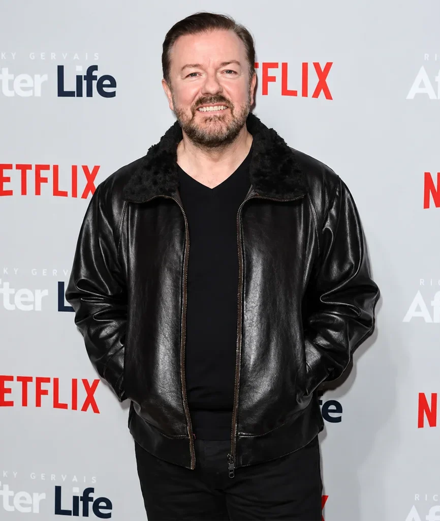 Tony Johnson After Life Ricky Gervais Black Leather Jacket