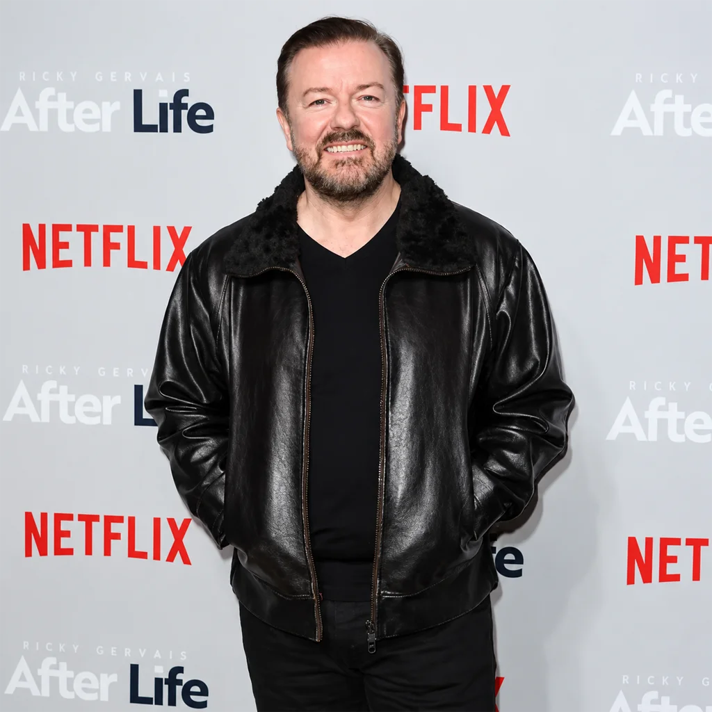 Tony Johnson After Life Ricky Gervais Black Leather Jacket