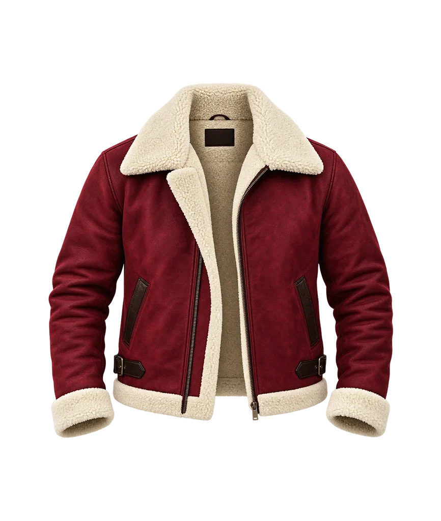 Ryan Reynolds Spirited Red Shearling Leather Jacket