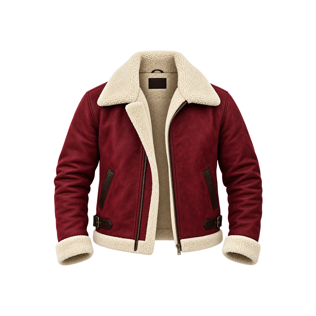 Ryan Reynolds Spirited Red Shearling Leather Jacket