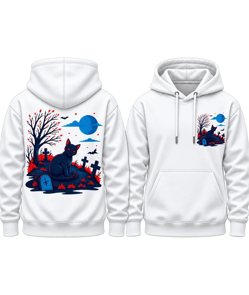 Sailor Moon Black Cat Graveyard Dual-Print White Hoodie