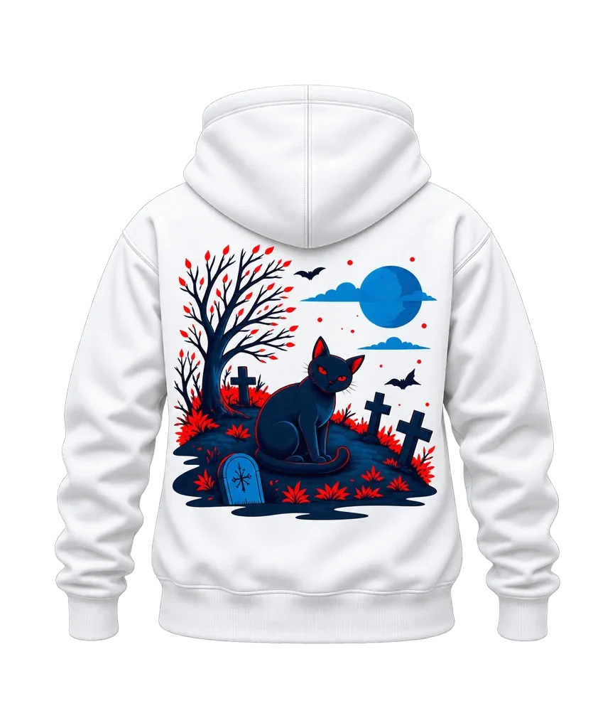 Sailor Moon Black Cat Graveyard Dual-Print White Hoodie
