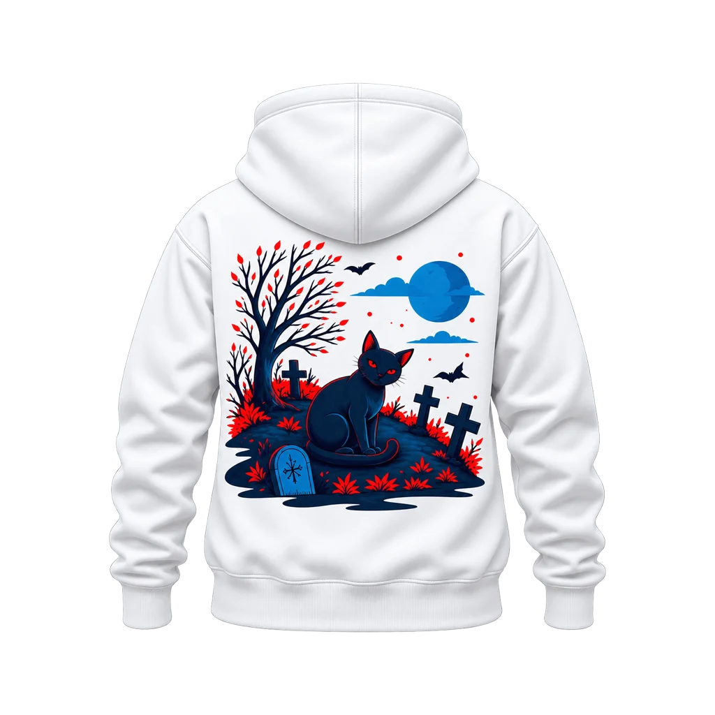 Sailor Moon Black Cat Graveyard Dual-Print White Hoodie