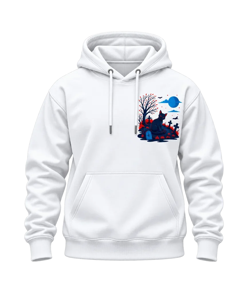 Sailor Moon Black Cat Graveyard Dual-Print White Hoodie