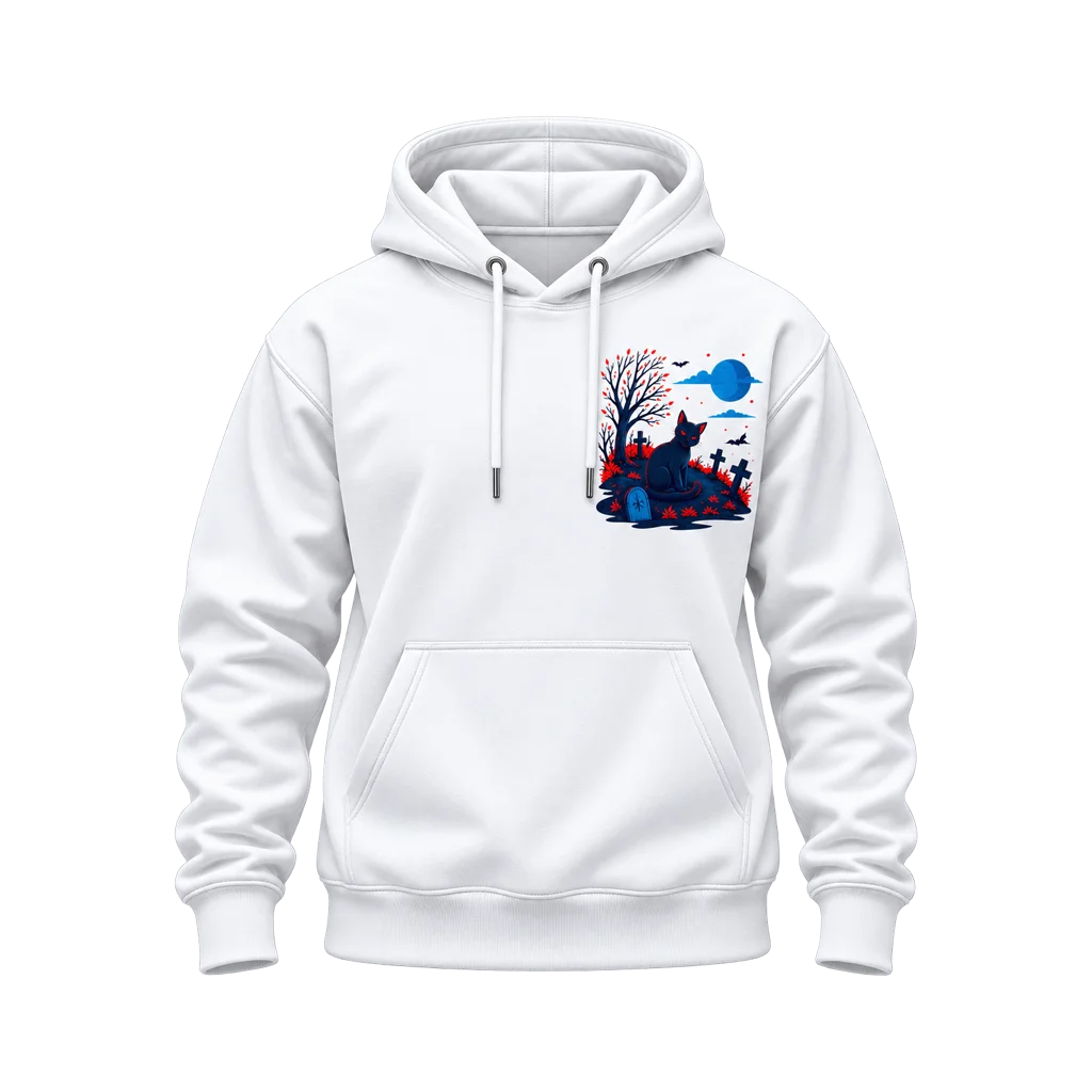 Sailor Moon Black Cat Graveyard Dual-Print White Hoodie