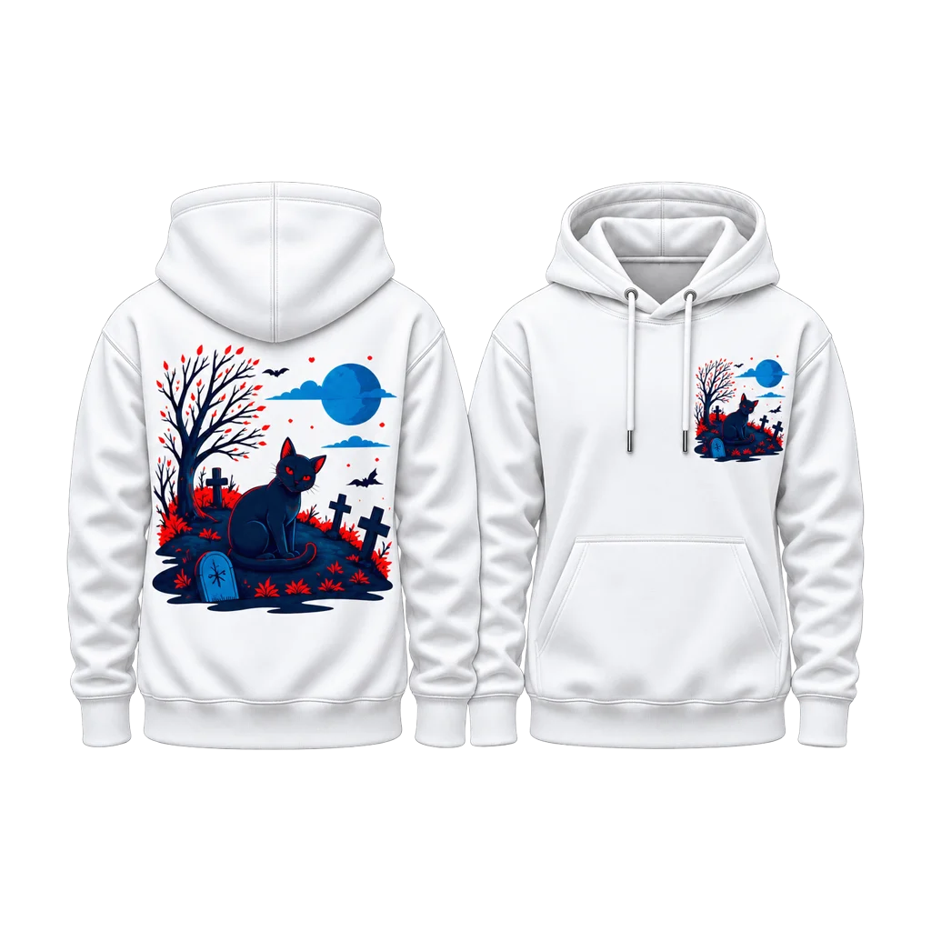Sailor Moon Black Cat Graveyard Dual-Print White Hoodie