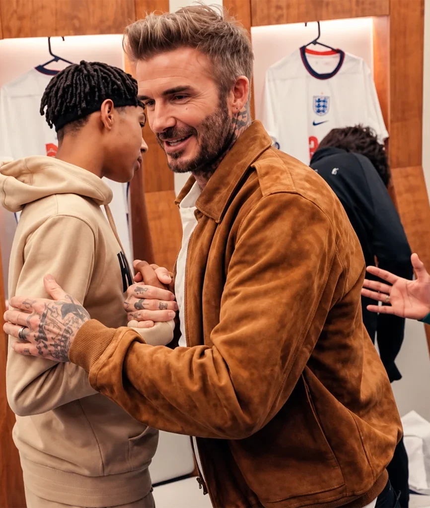 David Beckham Save Our Squad Brown Suede Jacket