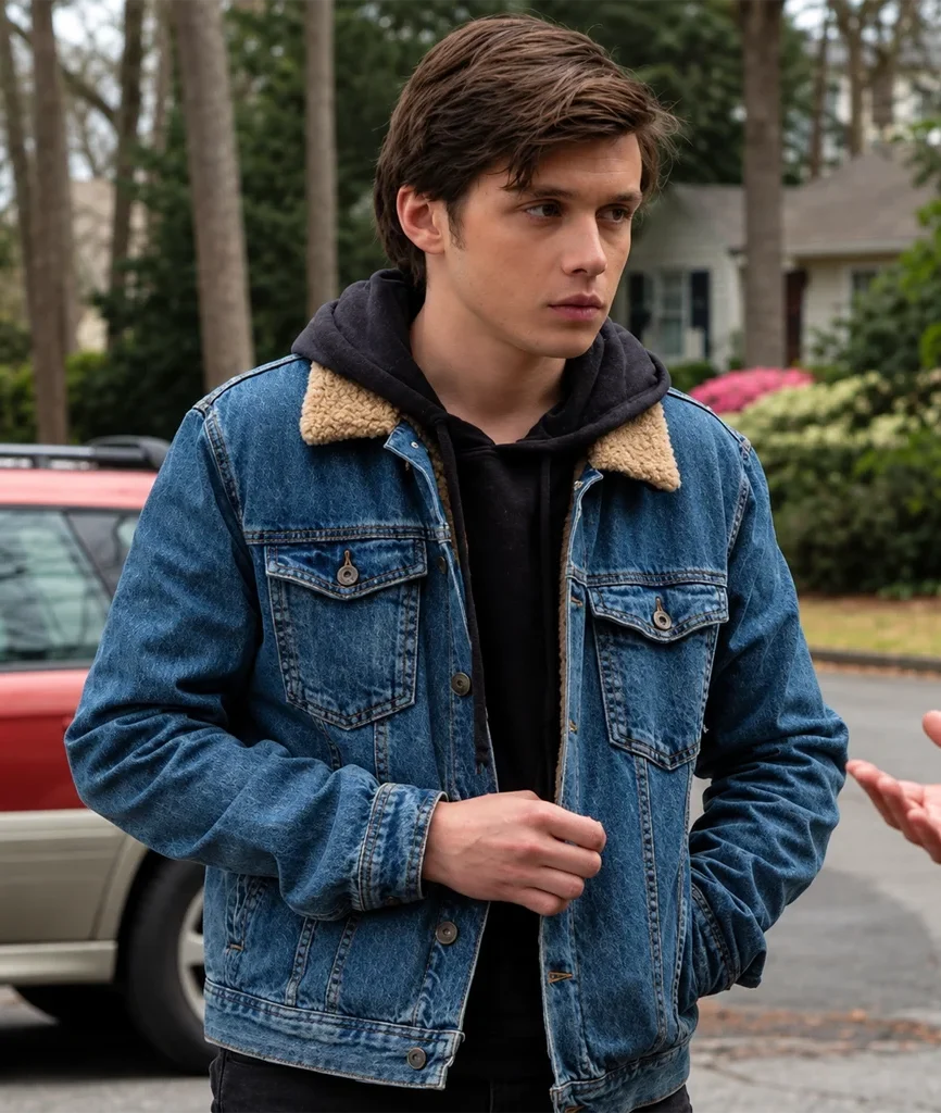 Love, Simon Nick Robinson Blue Shearling Denim Jacket
