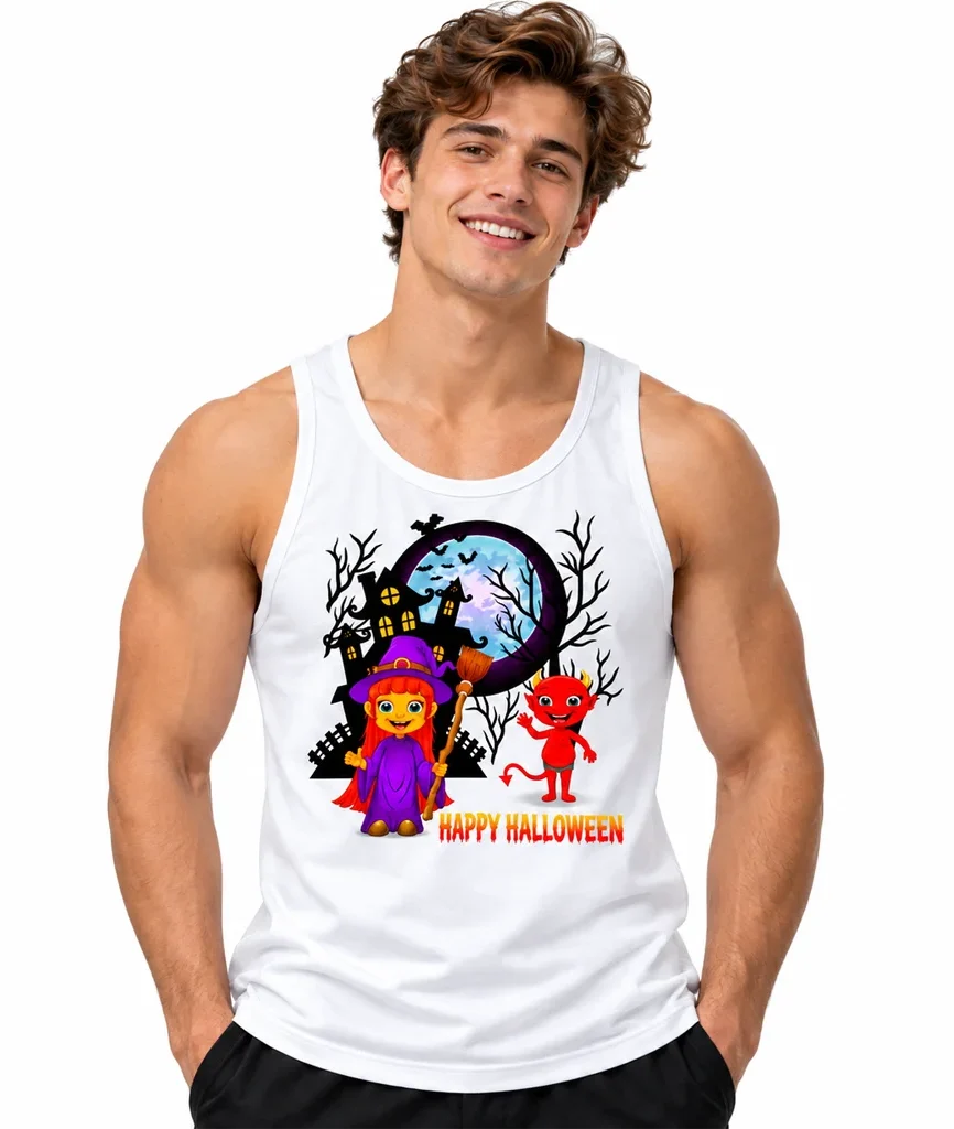 Soul Eater Witch and Devil Happy Halloween White Tank Top
