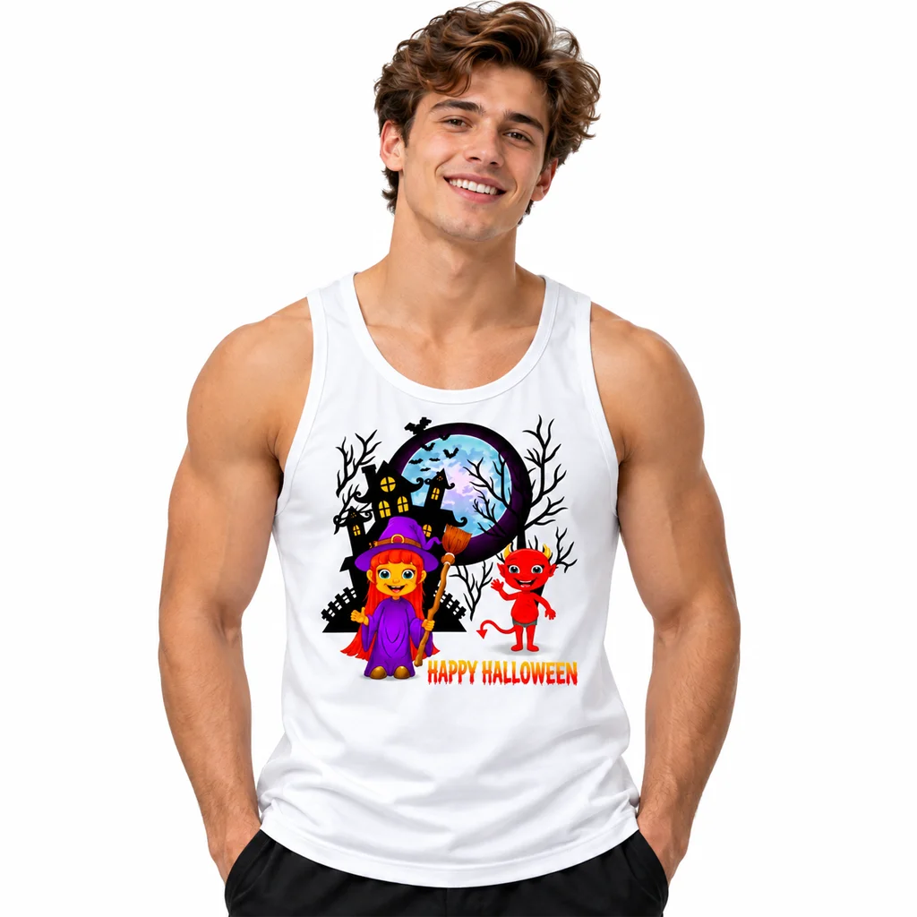 Soul Eater Witch and Devil Happy Halloween White Tank Top