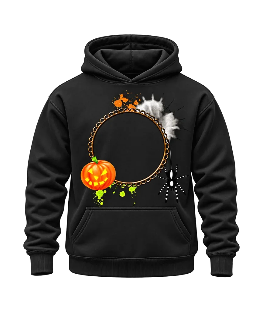 Squid Game Pumpkin Spider Web Black Hoodie