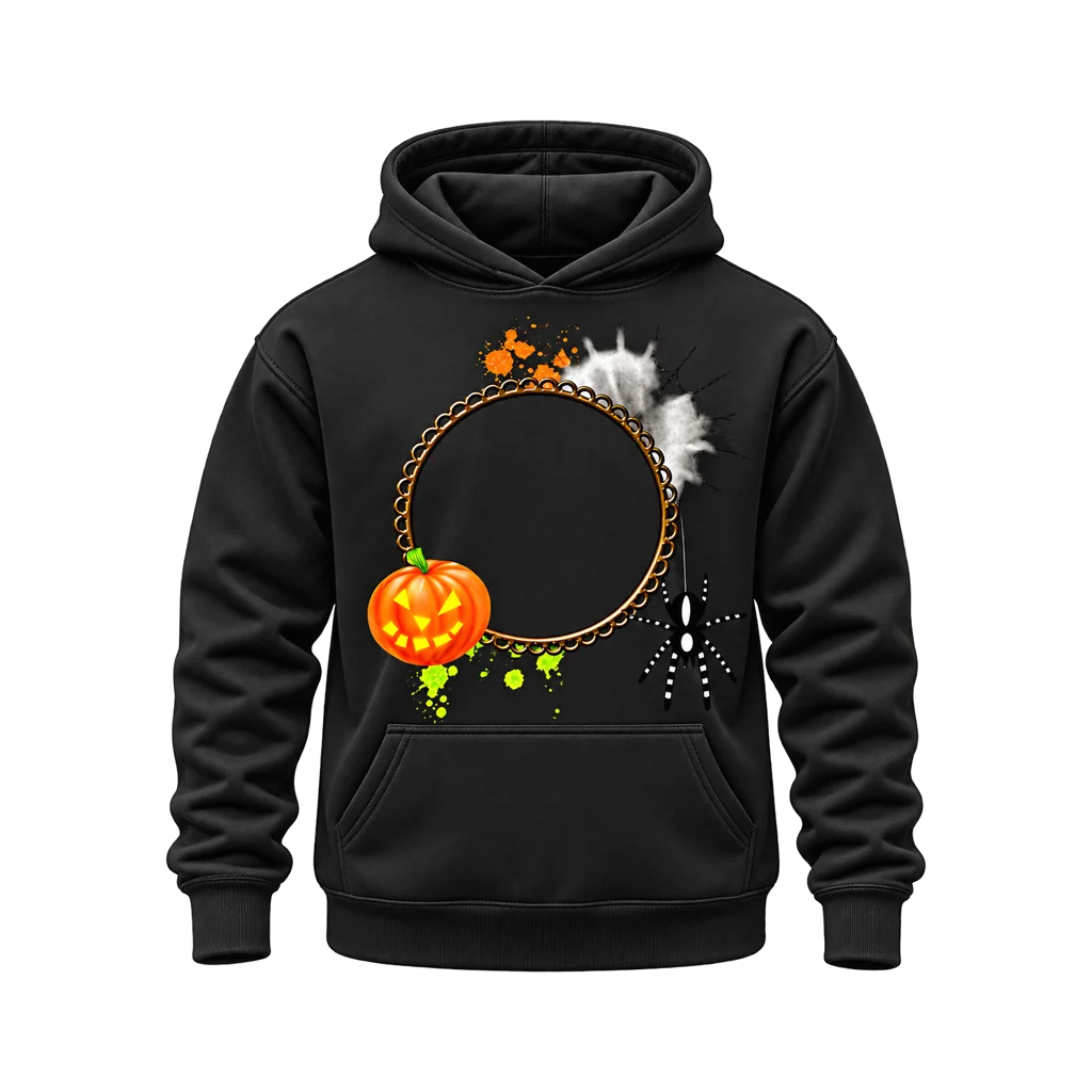 Squid Game Pumpkin Spider Web Black Hoodie