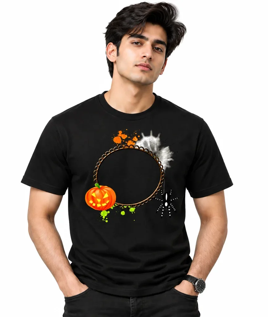 Squid Game Pumpkin Spider Web Black T-Shirt