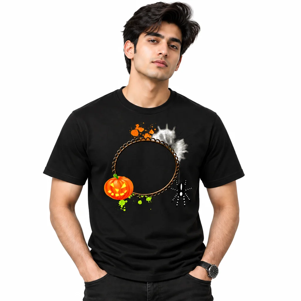 Squid Game Pumpkin Spider Web Black T-Shirt