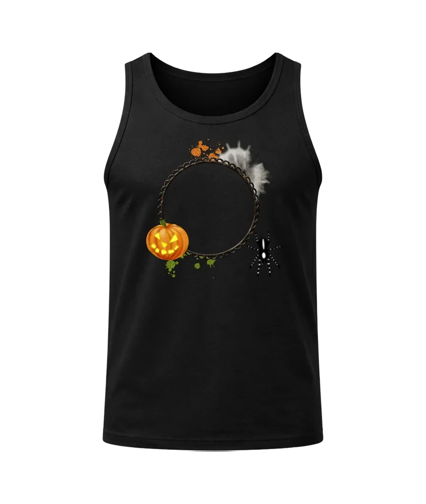 Squid Game Pumpkin Spider Web Black Tank Top