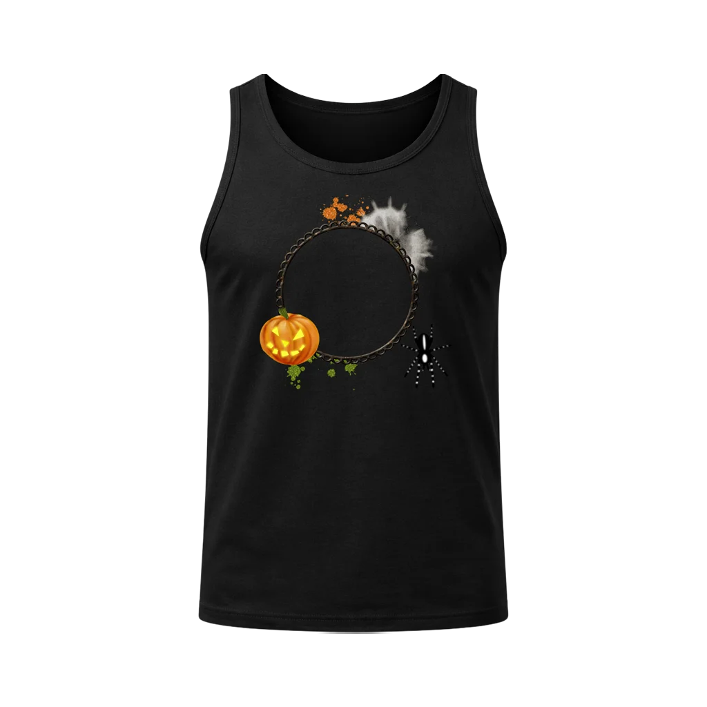 Squid Game Pumpkin Spider Web Black Tank Top