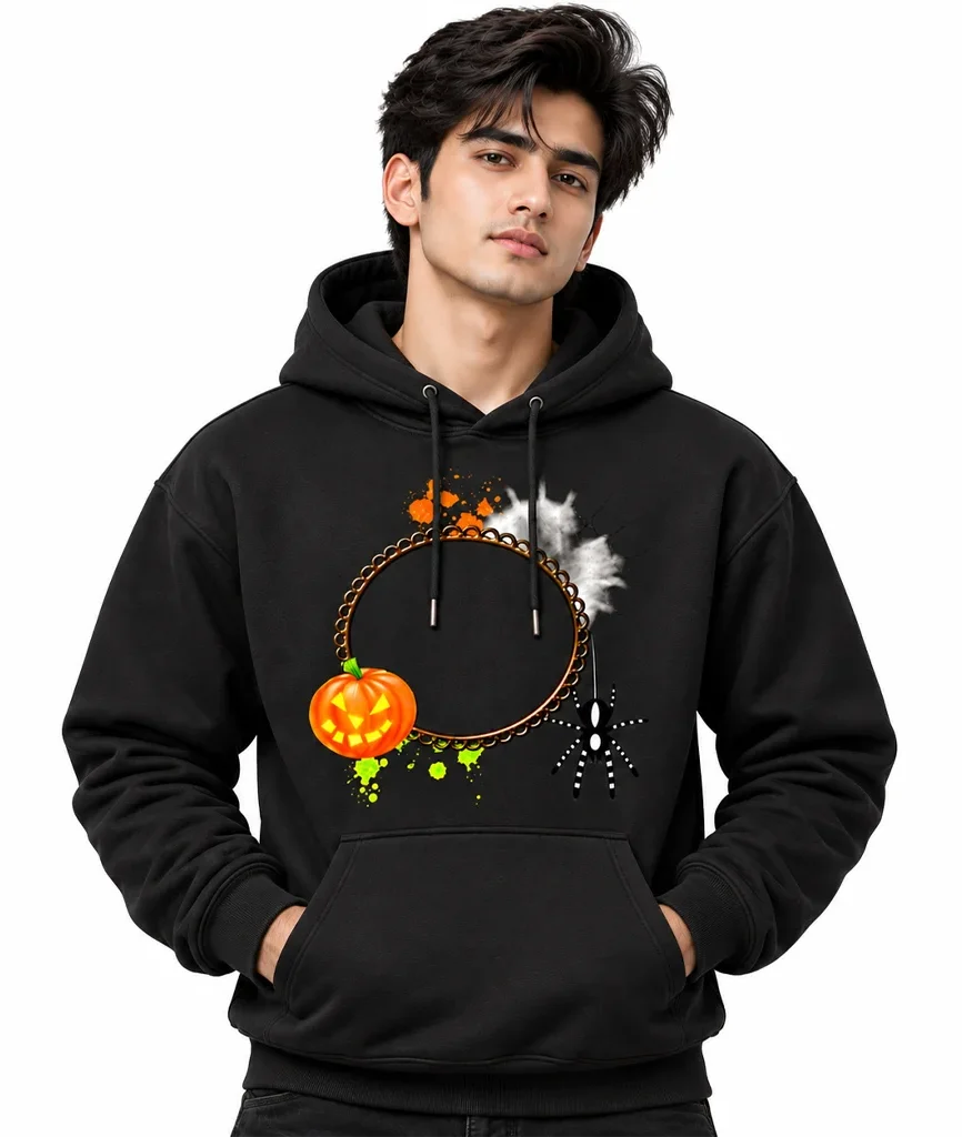 Squid Game Pumpkin Spider Web Black Hoodie