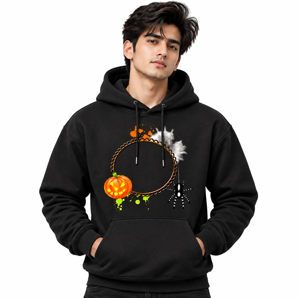 Squid Game Pumpkin Spider Web Black Hoodie