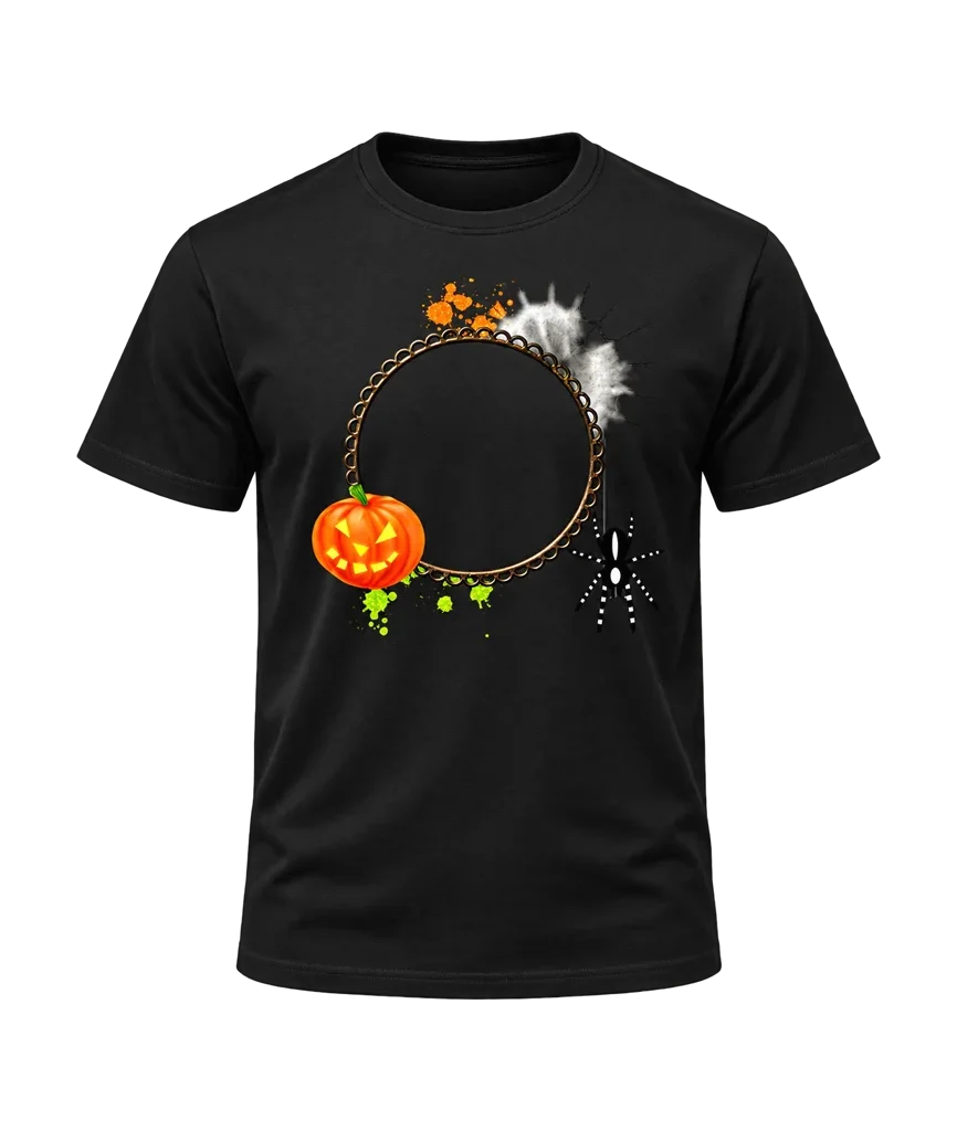 Squid Game Pumpkin Spider Web Black T-Shirt