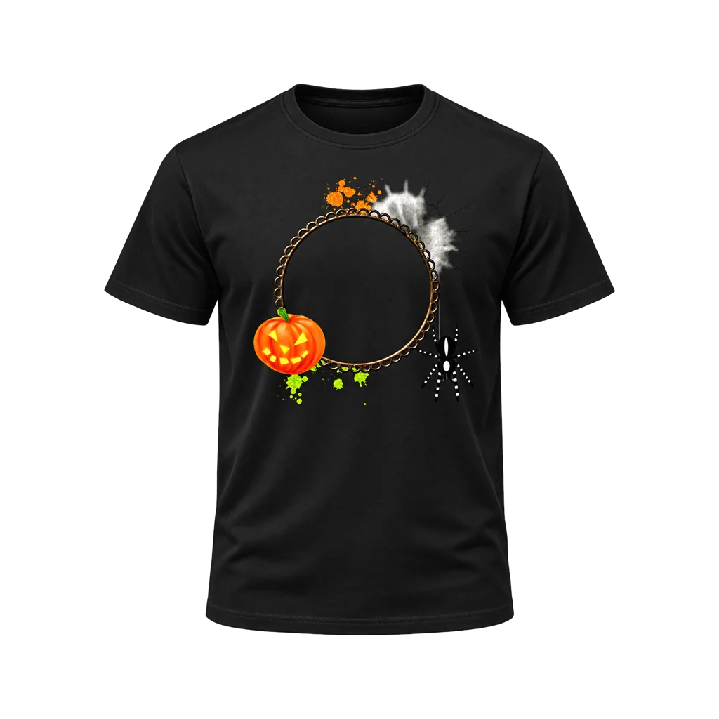 Squid Game Pumpkin Spider Web Black T-Shirt