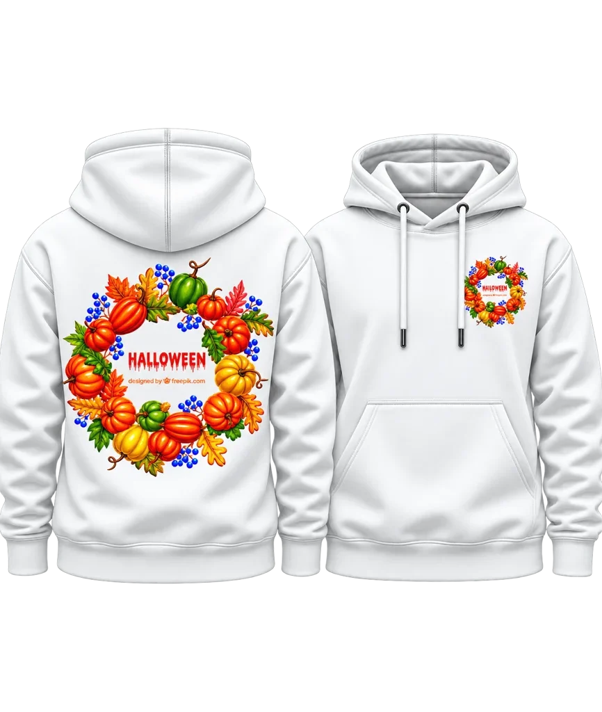 Stranger Things Halloween Pumpkin Wreath Dual-Print Hoodie
