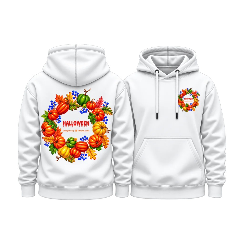 Stranger Things Halloween Pumpkin Wreath Dual-Print Hoodie