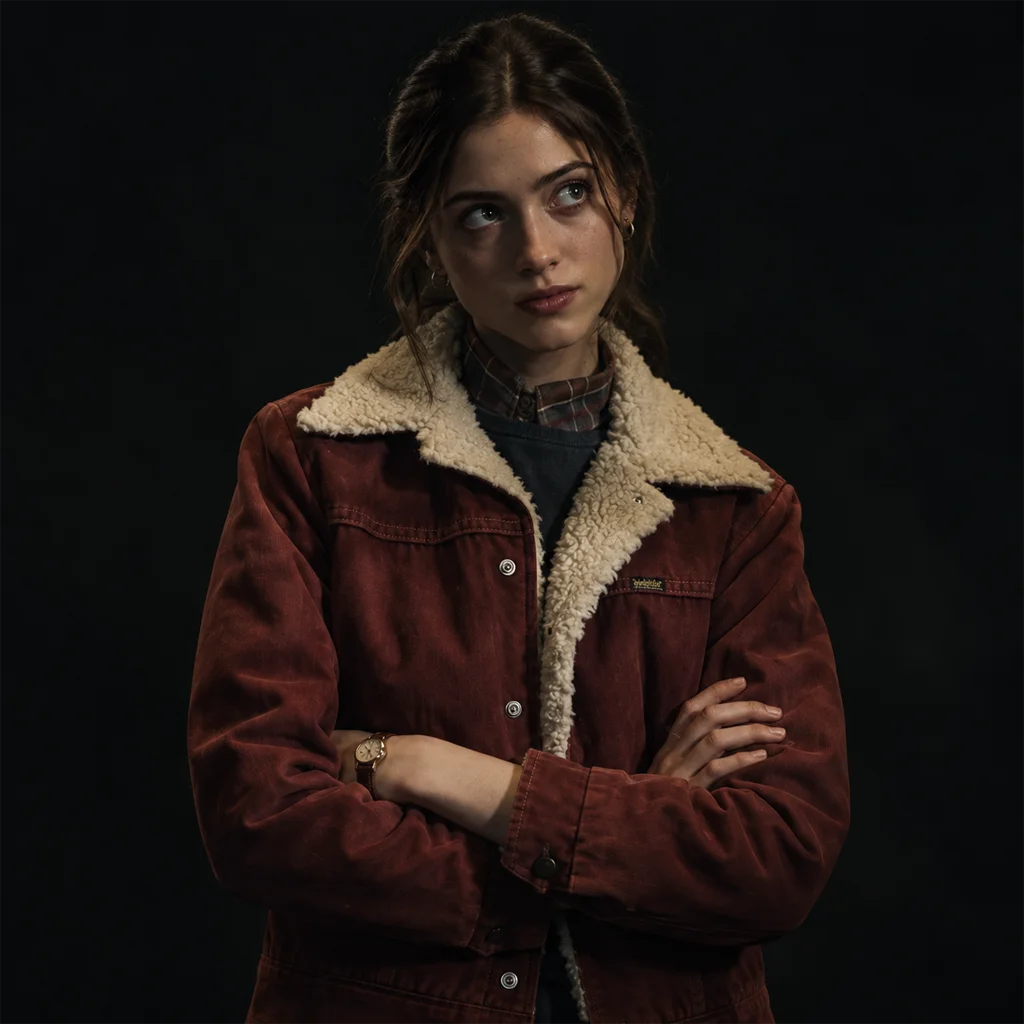 Nancy Wheeler Stranger Things Natalia Dyer Red Shearling Jacket