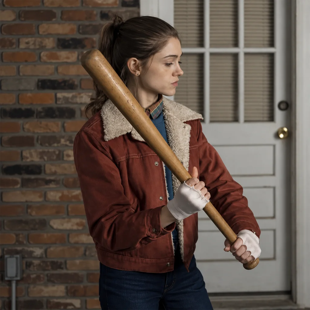 Nancy Wheeler Stranger Things Natalia Dyer Red Shearling Jacket