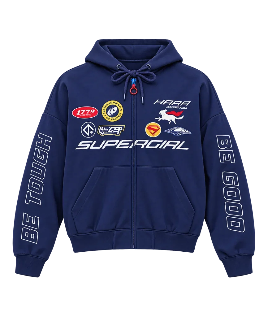 Supergirl Blue Cropped Hooded Jacket