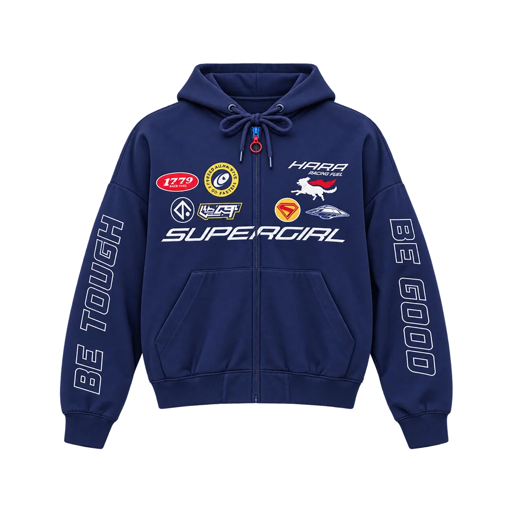 Supergirl Blue Cropped Hooded Jacket