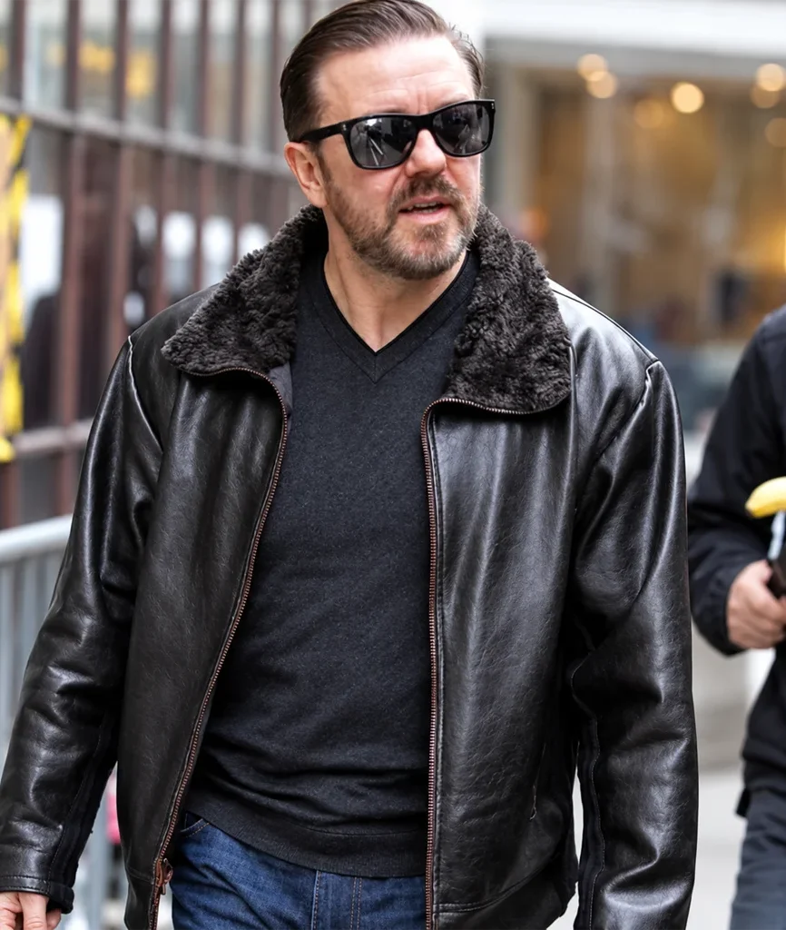 Tony Johnson After Life Ricky Gervais Black Leather Jacket
