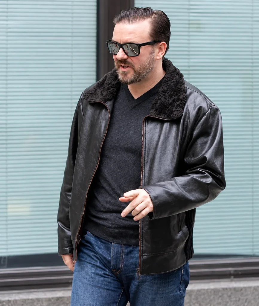 Tony Johnson After Life Ricky Gervais Black Leather Jacket