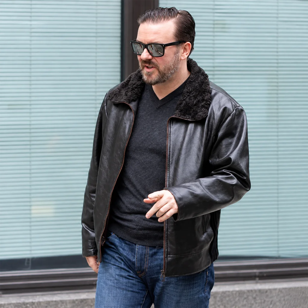 Tony Johnson After Life Ricky Gervais Black Leather Jacket