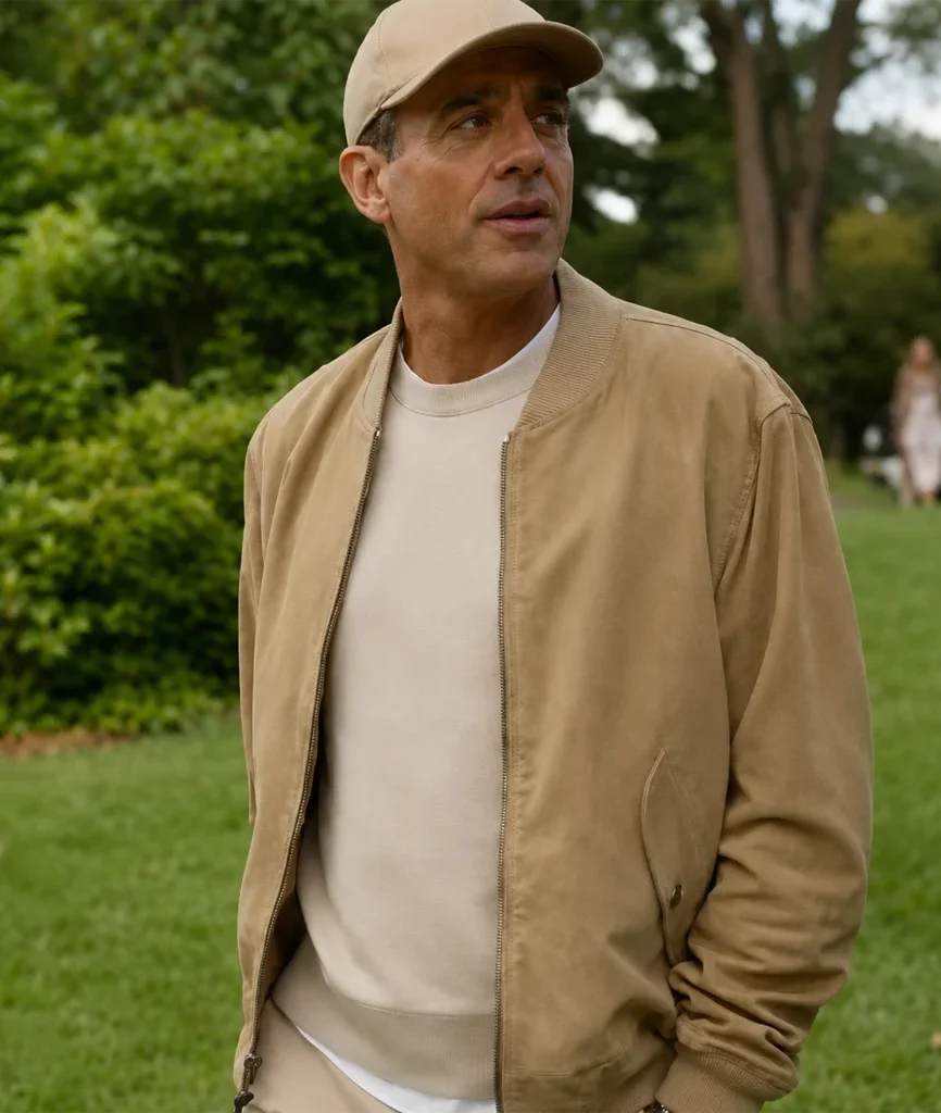 The Watcher Dean Brannock Beige Suede Bomber Jacket