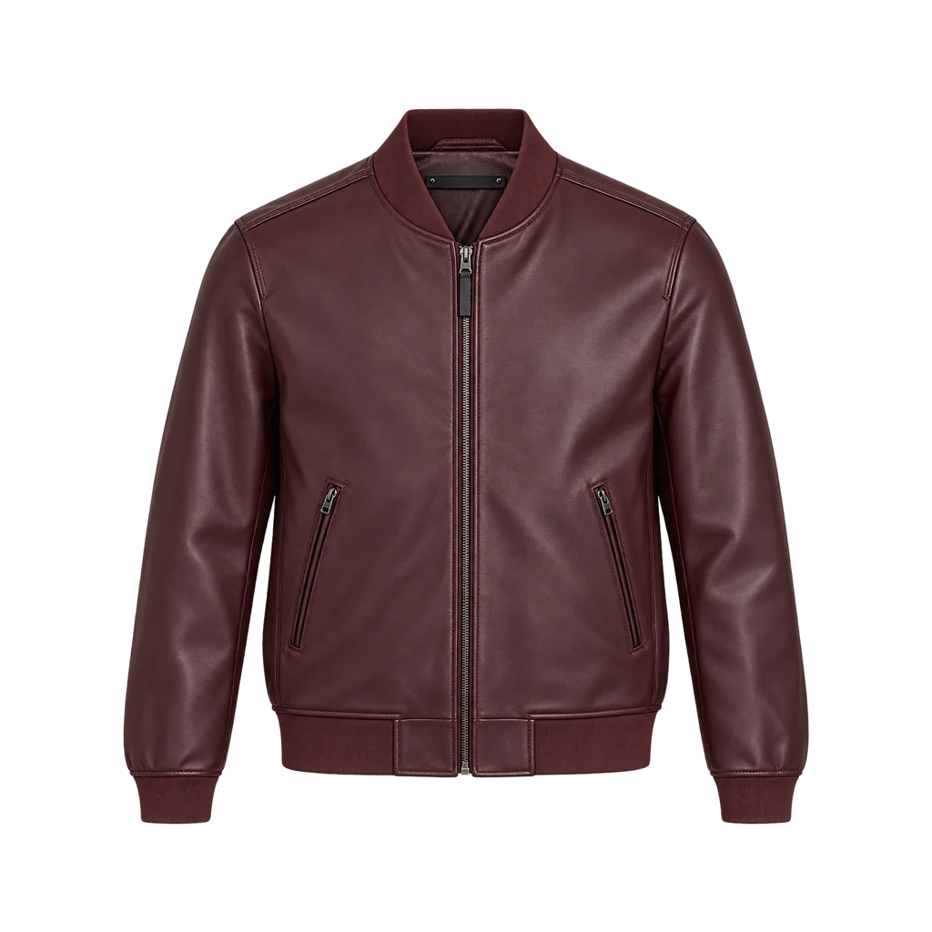 Ted Baker Waggoner Burgundy Leather Bomber Jacket