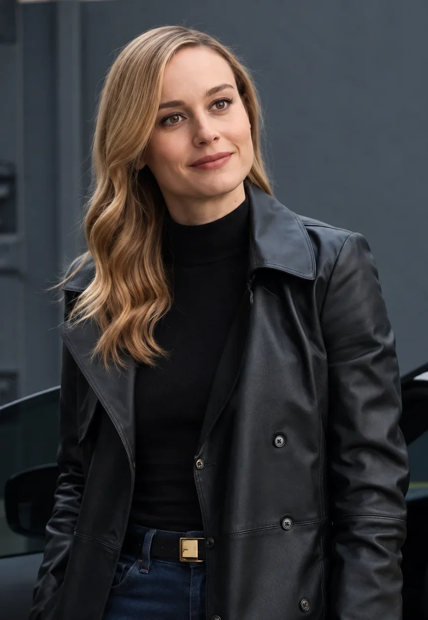 Fast X Brie Larson Tess Black Leather Trench Coat