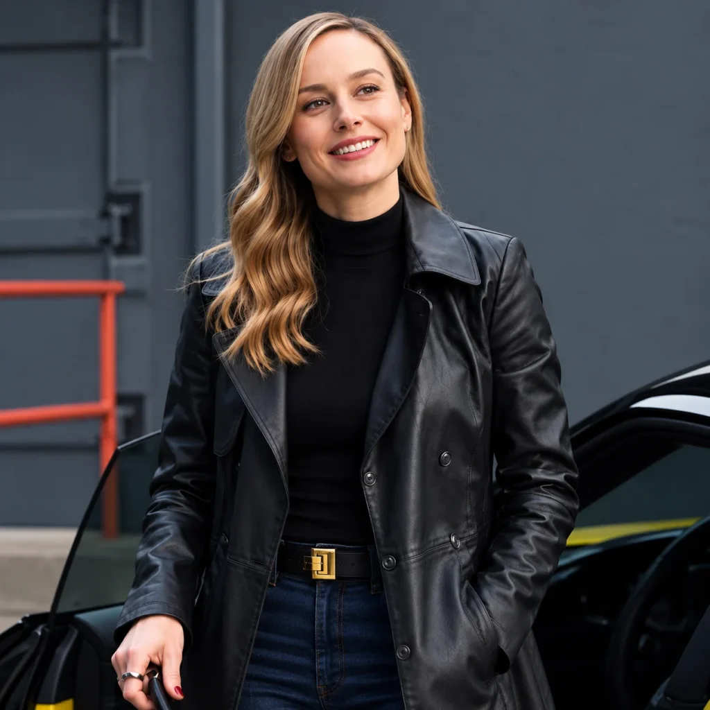 Fast X Brie Larson Tess Black Leather Trench Coat