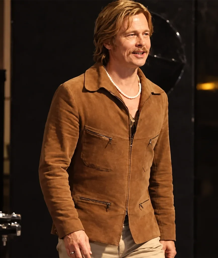 Brad Pitt The Adventures of Cliff Booth Brown Suede Zip Jacket