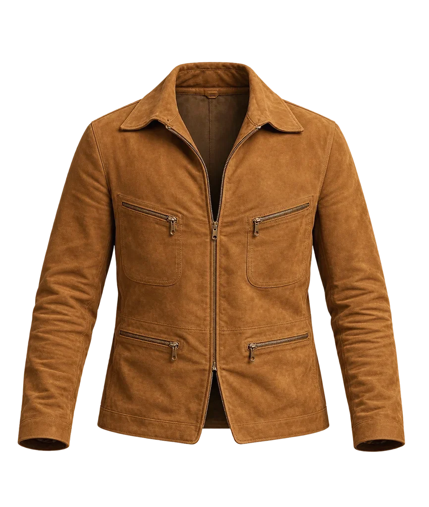 Brad Pitt The Adventures of Cliff Booth Brown Suede Zip Jacket
