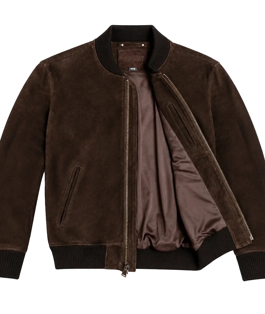 Thursday Men’s Espresso Suede Bomber Jacket