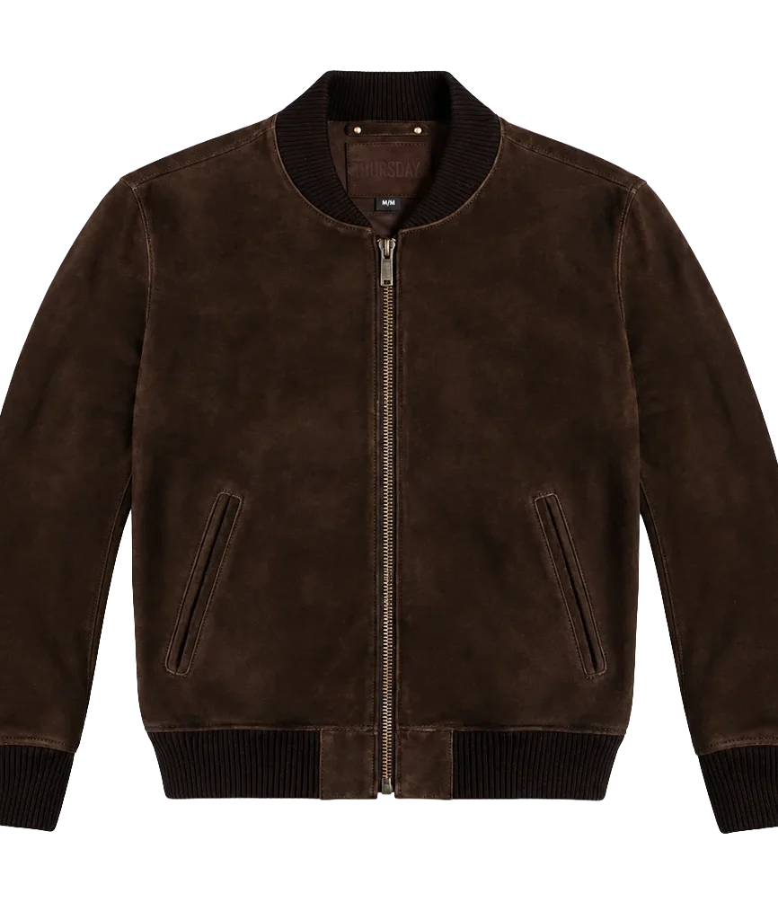 Thursday Men’s Espresso Suede Bomber Jacket