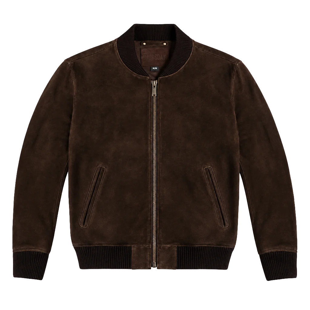 Thursday Men’s Espresso Suede Bomber Jacket