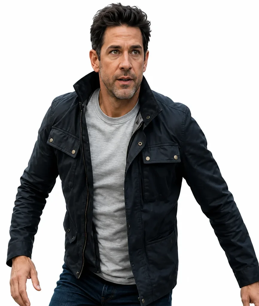 Jack Ryan John Krasinski Black Waxed Cotton Field Jacket