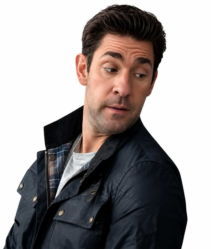 Jack Ryan John Krasinski Black Waxed Cotton Field Jacket