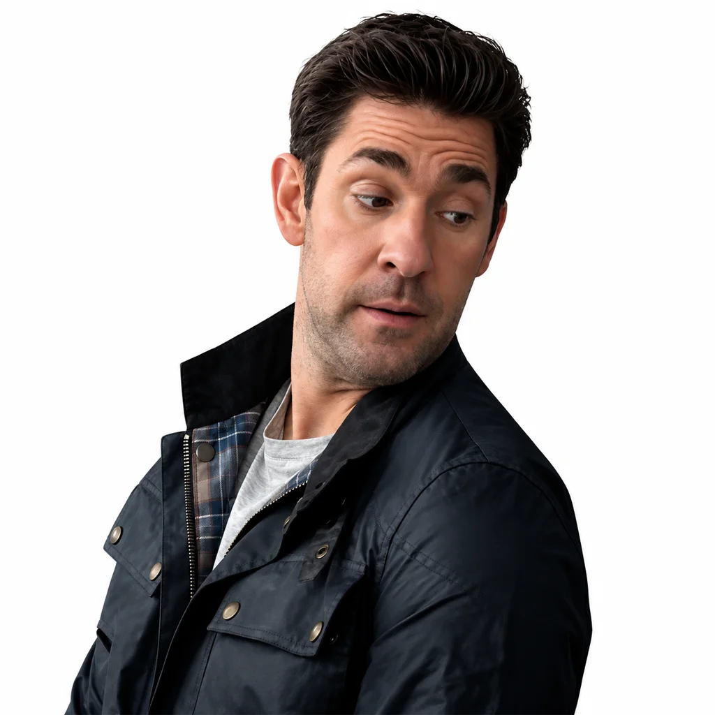 Jack Ryan John Krasinski Black Waxed Cotton Field Jacket