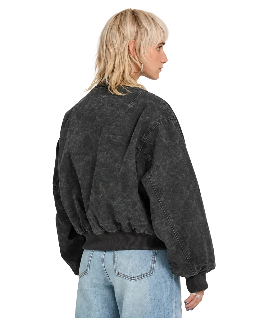 Volcom Women’s Washed Black Bomber Jacket