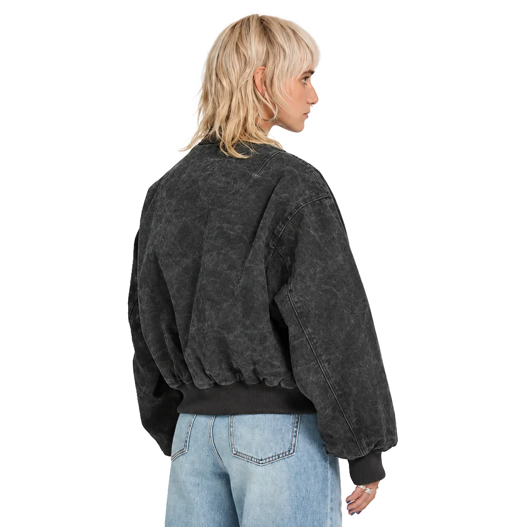 Volcom Women’s Washed Black Bomber Jacket